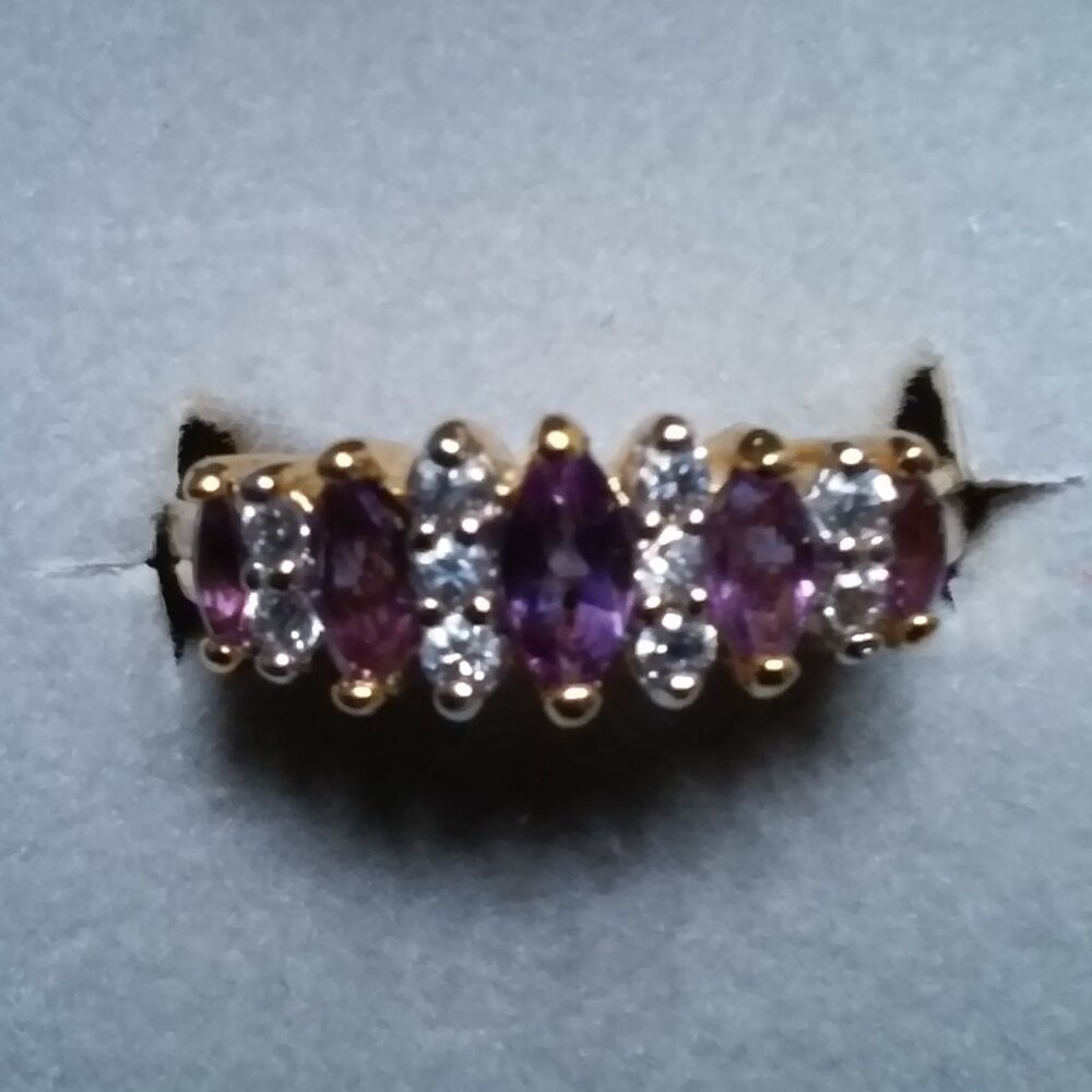 Ring Gold Amethyst & Zirconia In Box